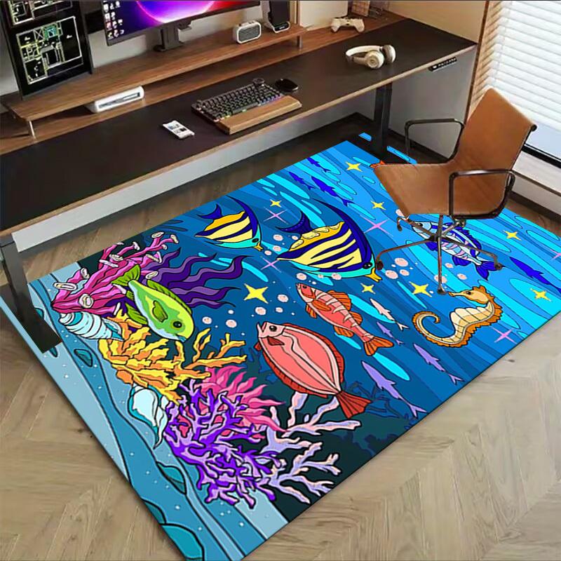 1pc sea life oceanic Carpet Anti Slip Polyester Floor Mat for office.Bedroom