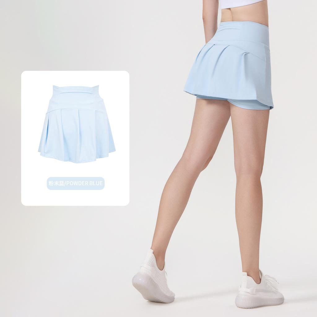 () Sports Tennis Skirt Women'S Anti-Light Fitness Skirt Fake Two-Piece Yoga Quick-Drying Pleated Skirt Shorts