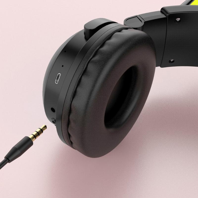 Cute for Cat Ear Pattern Kids Headset Bluetooth-compatible5.0 Headphone Best Present for Girls Boys Birthday Party New Y