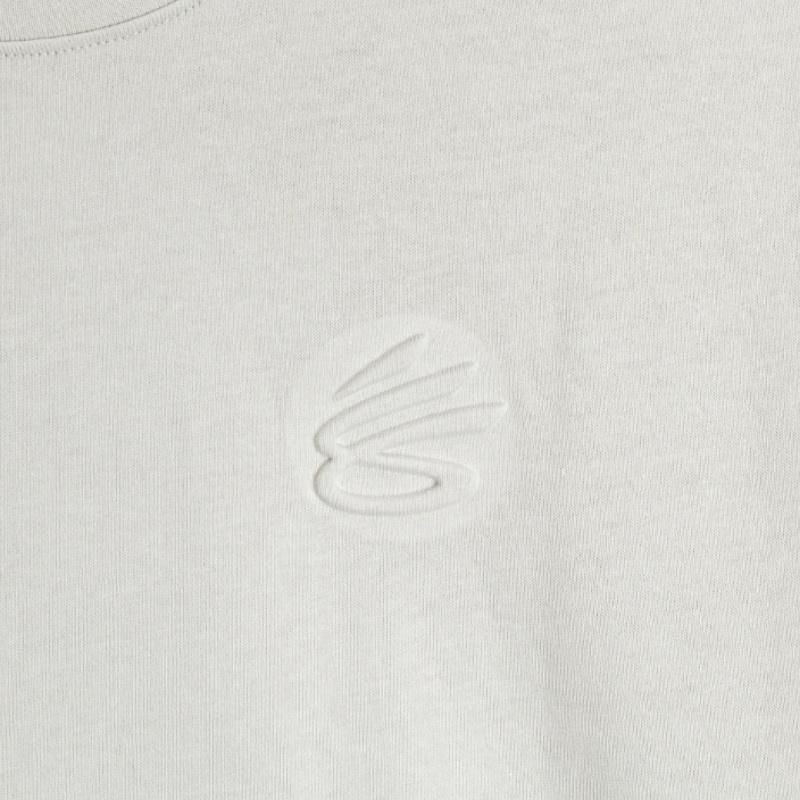 Under Armour Curry Series Logo Solid Color Casual Loose Round Neck Pullover Printed Short Sleeve T-Shirt Men T-Shirt Clay-White 1383378-114