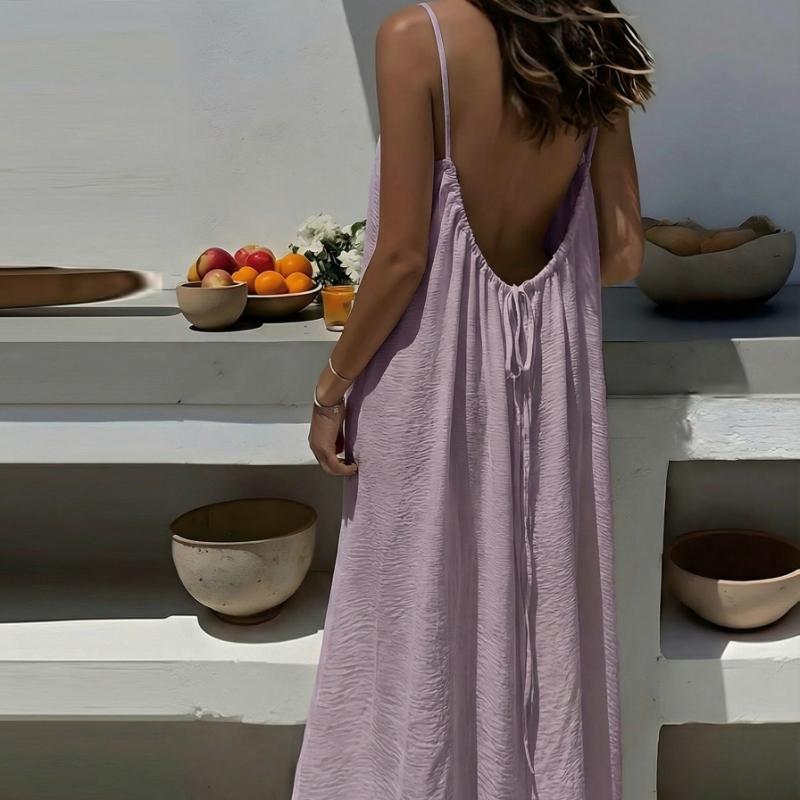 Camisole-Kleid für Damen, rückenfrei, lockerer langer Rock, Urlaubs-Zuhause-Stil