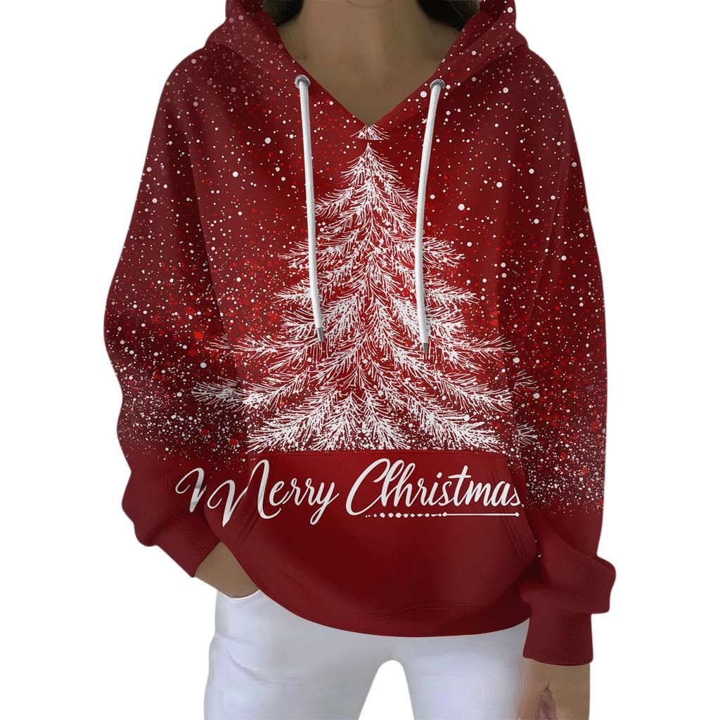 Women's Fashion Casual Hooded Loose Printed Long Sleeve Sweatshirt