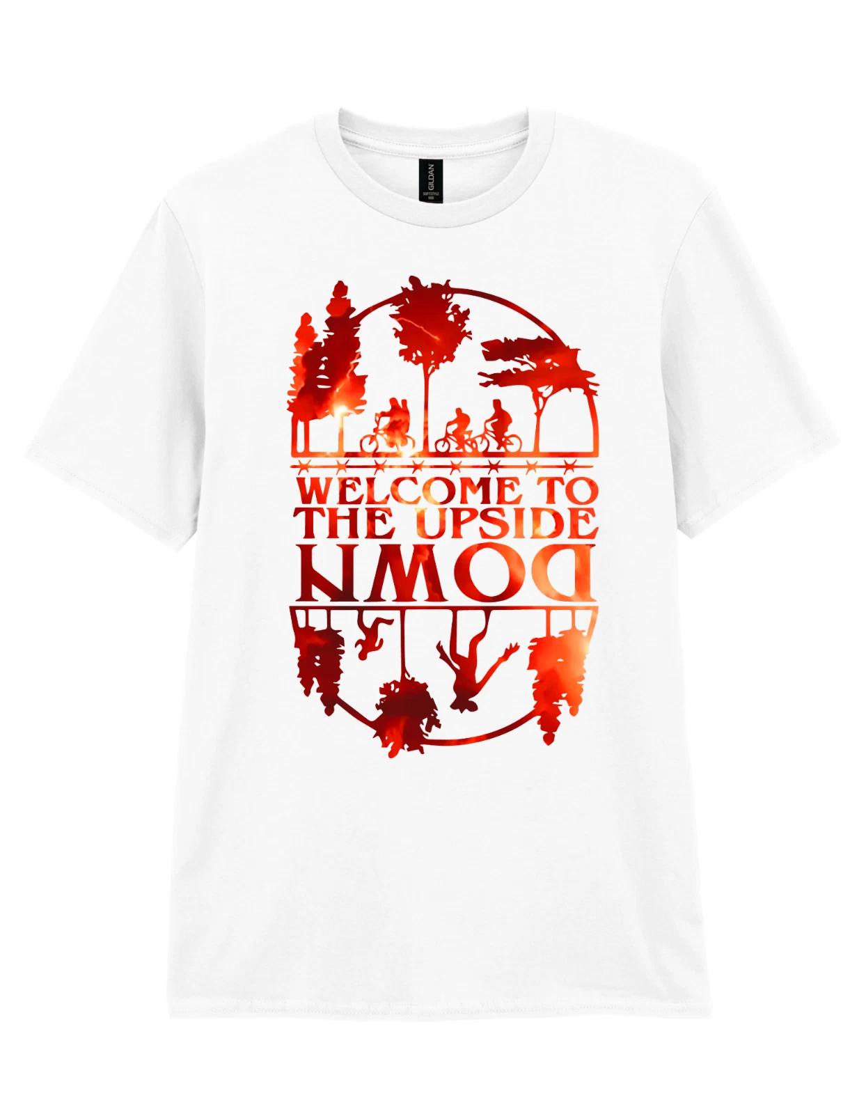 Welcome To The Upside Down 100% Cotton T-shirt Mens Tees Top Stranger Things Vibrant Graphic Print S-2XL M