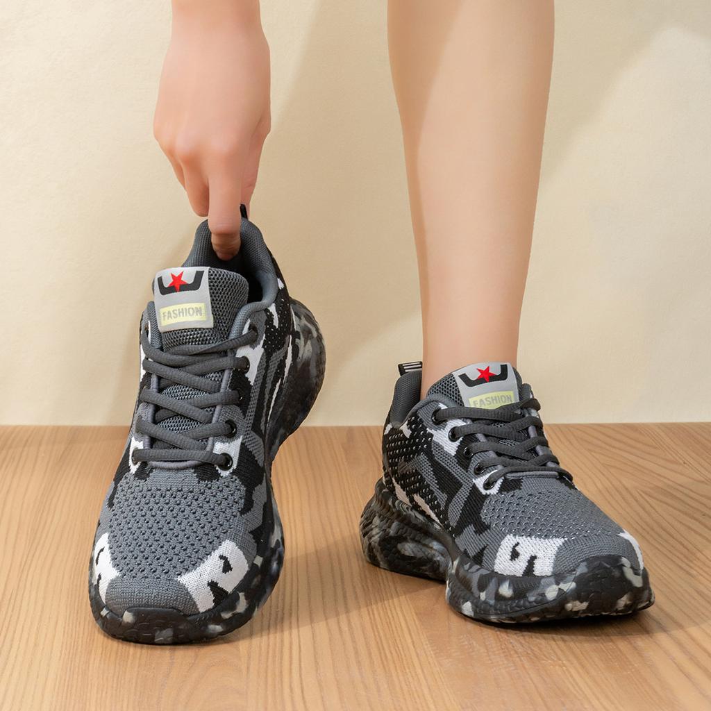 Fashion Camouflage Design Sneakers Men Lightweight Breathable Mesh High Performance Breathable Quick Drying Men Running Shoes