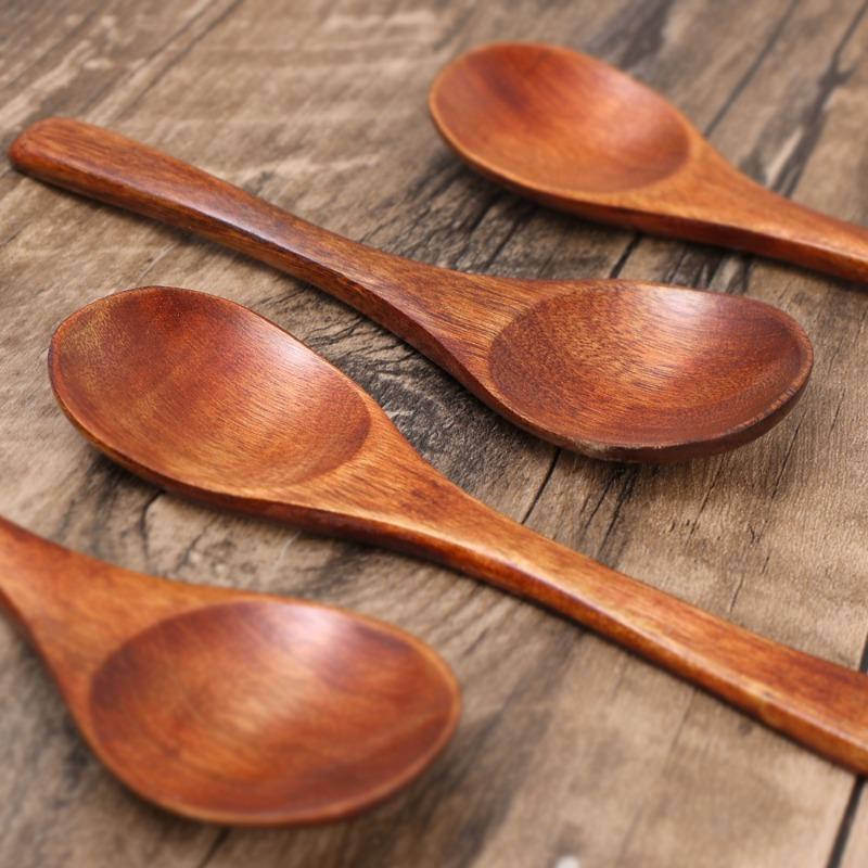 1/20x Reusable Wooden Spoons for Dinner Coffee Milk Dessert Home Kitchen Spice Condiment Salt Sugar Spoon Tableware Accessories