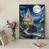 DIY Diamond Painting The Castle on The Mountain Cross Stitch Kit Mosaic Art Diamond Painting Full Circle Diamond Home Decoration