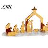 Decorative Table Accents Christmas Acrylic Ornament, Mirrored Golden Silhouette Scene, Gold Mirror Holiday Sign Desktop Display for Living Room