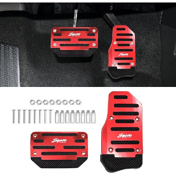 2PCS Car Non-Slip Aluminum Alloy Pedal Pads, Anti Skid Car Brake Pedal, Accelerator Pedal Pad Cover Foot Pedal Pads Kit, Nonslip Car Pedal Pads Auto