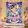 Custom Personalized Tapestry,Sailor Moon Print Custom Name Text Wall Art Hanging for Bedroom