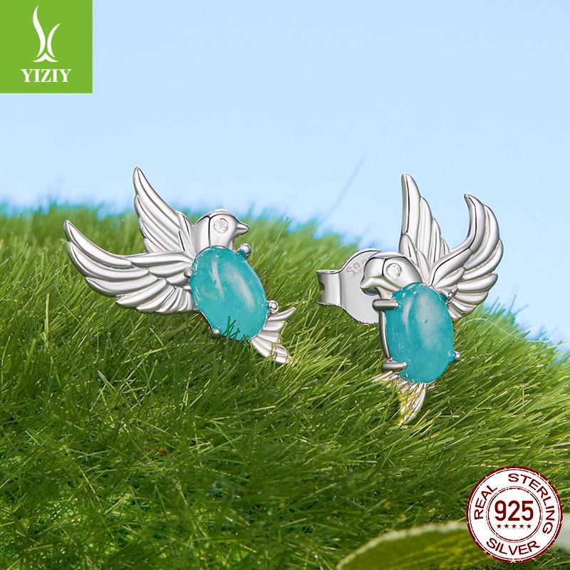 Spring Bird Stud Earrings Female, Small Fresh Animal S925 Silver Delicate Stud Earrings