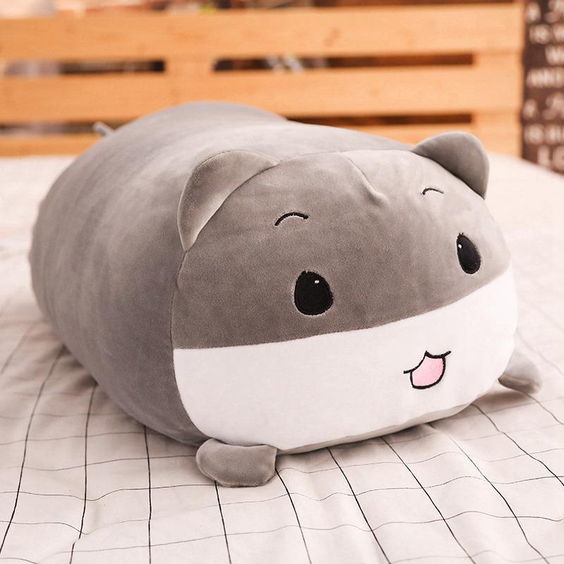 Big Cute Lying Animal Plush Pillow Soft Stuffed Cat/Dog/Penguin Long Pillow Perfect Birthday Christmas Gift for Kids Girls Decor