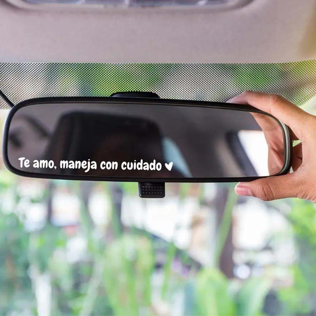 10Pcs Te amo maneja con cuidado Inspirational Message Decal in Spanish, I Love You Rearview Mirror Sticker,Waterproof Driving Safe Mirror Decal for