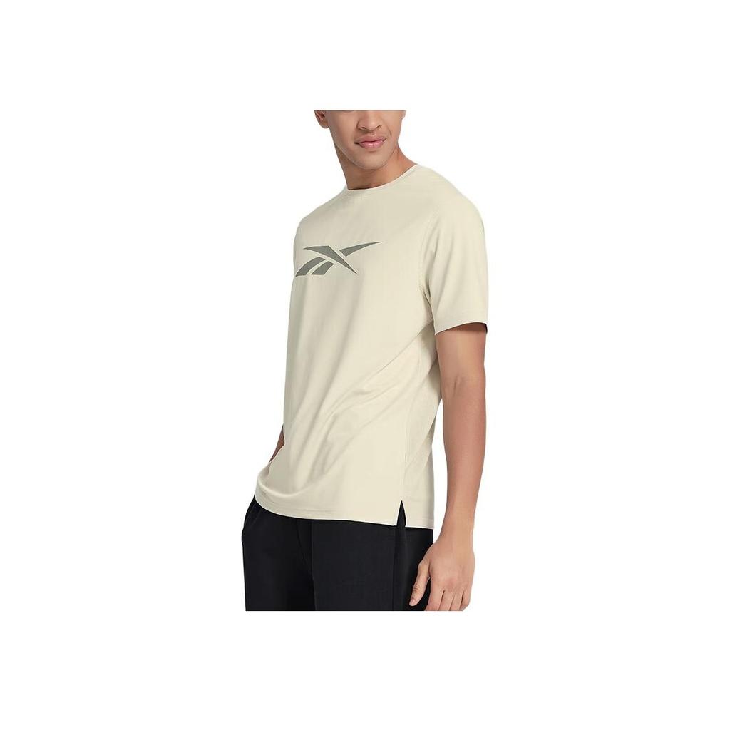 Reebok Logo Printed Sports Casual Fitness Training Knit Short Sleeve T-Shirt Men Tops Gray 24SRM417MGG0