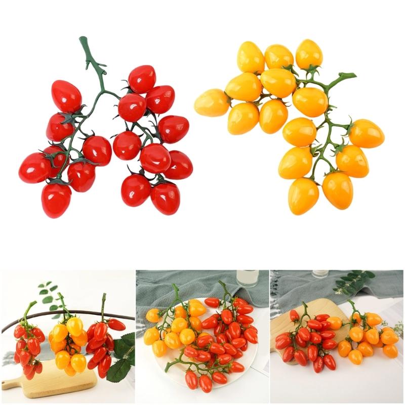 Artificial Fruit Model PVC Materials Cherries Tomato Indoor Outdoor Ornament Fade Resistant Wedding Decoration