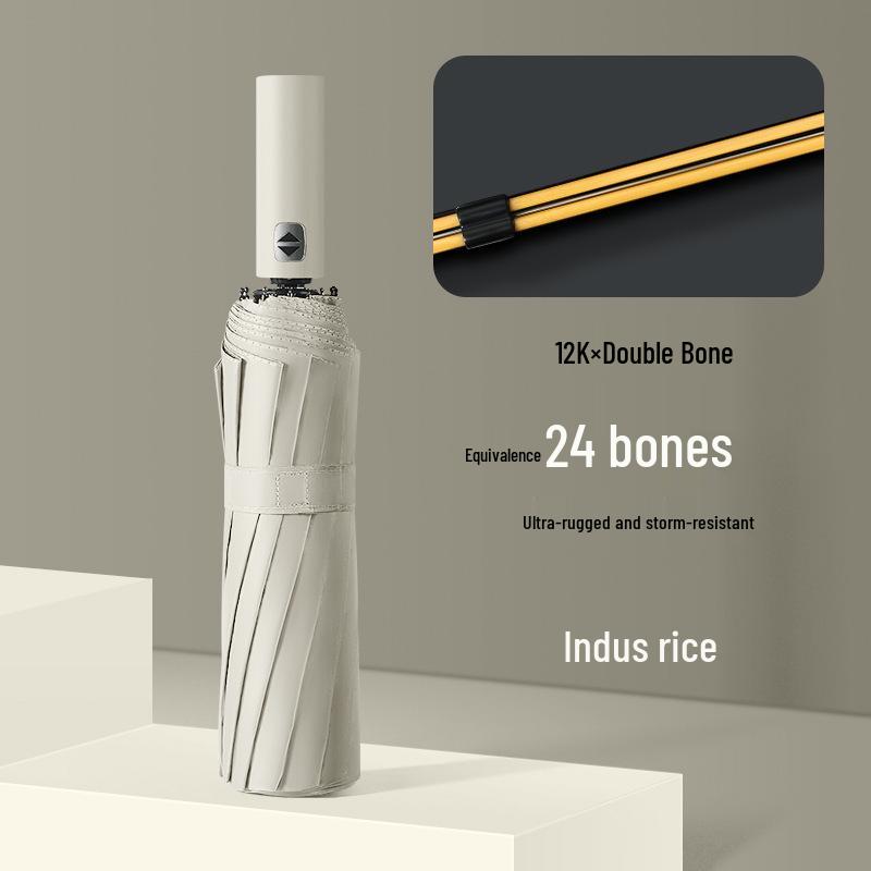 24-Rib Sturdy Windproof Umbrella: Extra Large, Thickened with Black Glue for Sunny & Rainy Days