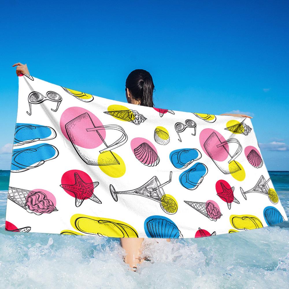 Blue Sea Turtle Beach Towel, Soft Microfiber Quick Dry Oversized Bath Towel, Nautical Summer Pool Blanket 1pcs