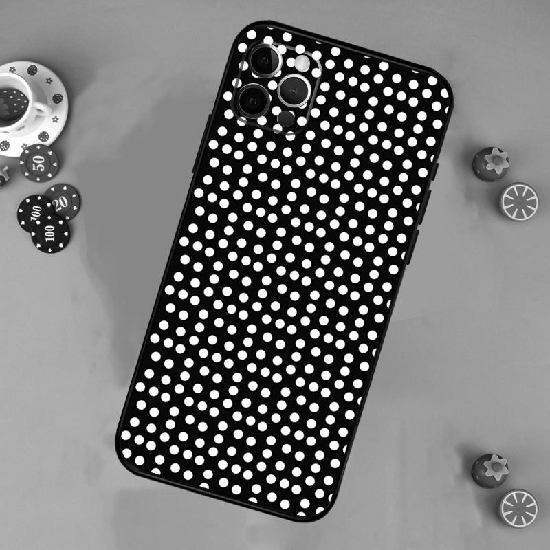

Black And White Polka Dot Phone Case For iPhone 17 Air 14 16 15 11 12 13 Pro Max 12 13 mini 15 16 Plus 16e Cover Funda iPhone 17 Air