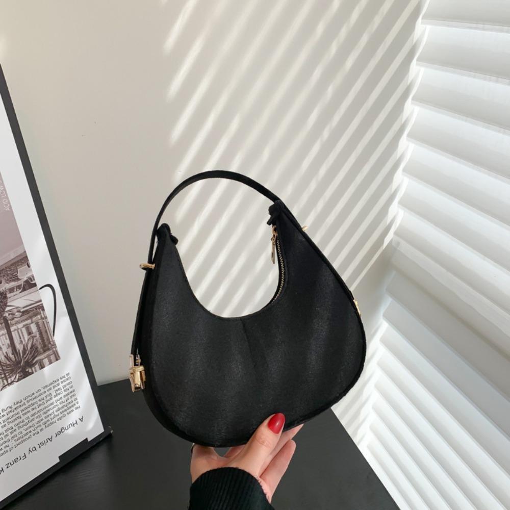

Shoulder Pouch Cloth Shoulder Bag Solid Color Underarm Bag Versatile Felt Handbag Women чёрный