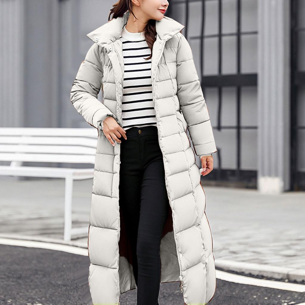 2024 Winter Thick Warm Zip Up Parkas Padded Jacket Korean New Women Clothing Casual Hooded Long Coat Female Down Cotton Outwear