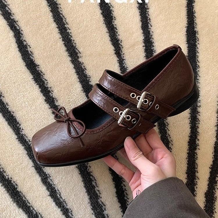 Mary Jane Single Shoes Thick Heel Shoes Elegant Classic Retro Square Toe Comfortable Soft Shallow Cut Low Heel Women's Shoes