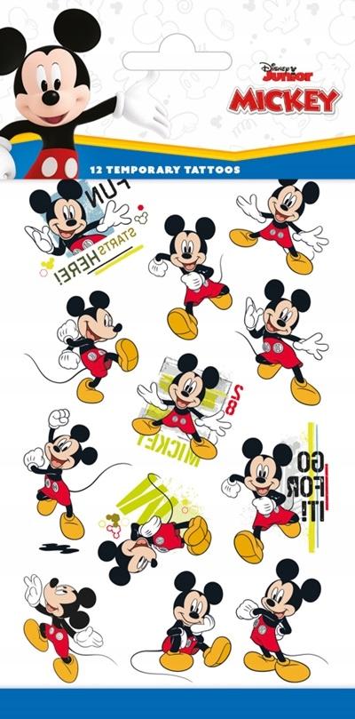 Tatuaże Zmywalne Tymczasowe Myszka Mickey Miki Disney Urodziny 12Szt.