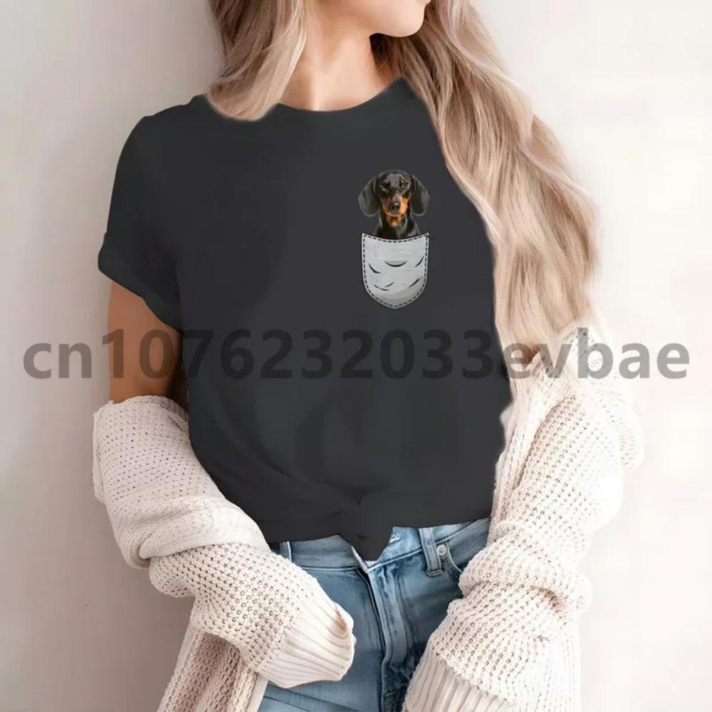 Dachshund Teckel Cute Dog Female Casual Printing Ladies Clothing High-end Short-sleeved T-shirt Women