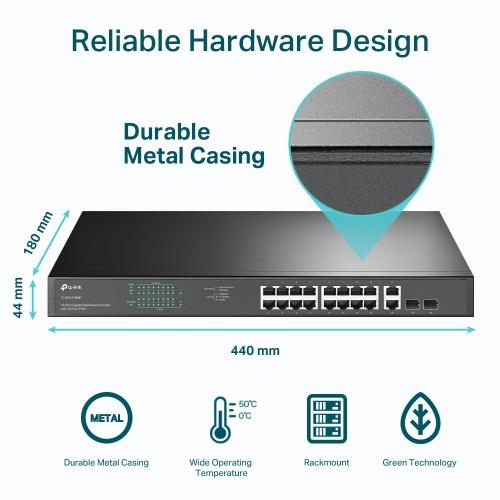TP-Link TL-SG1218MP 18-Port Gigabit Rackmount Switch with 16 PoE+