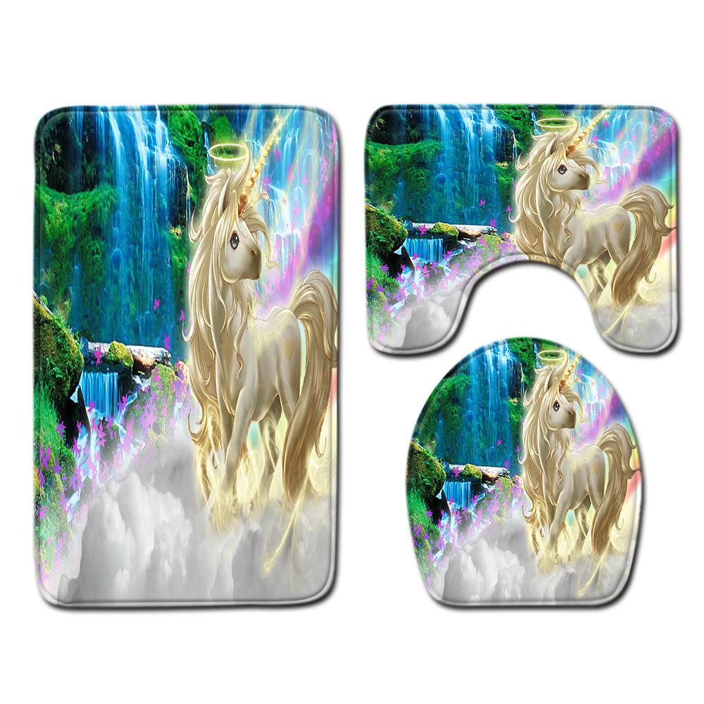 

Unicorn Bathroom Floor Mat Toilet Three-Piece Set 45cmx75cm