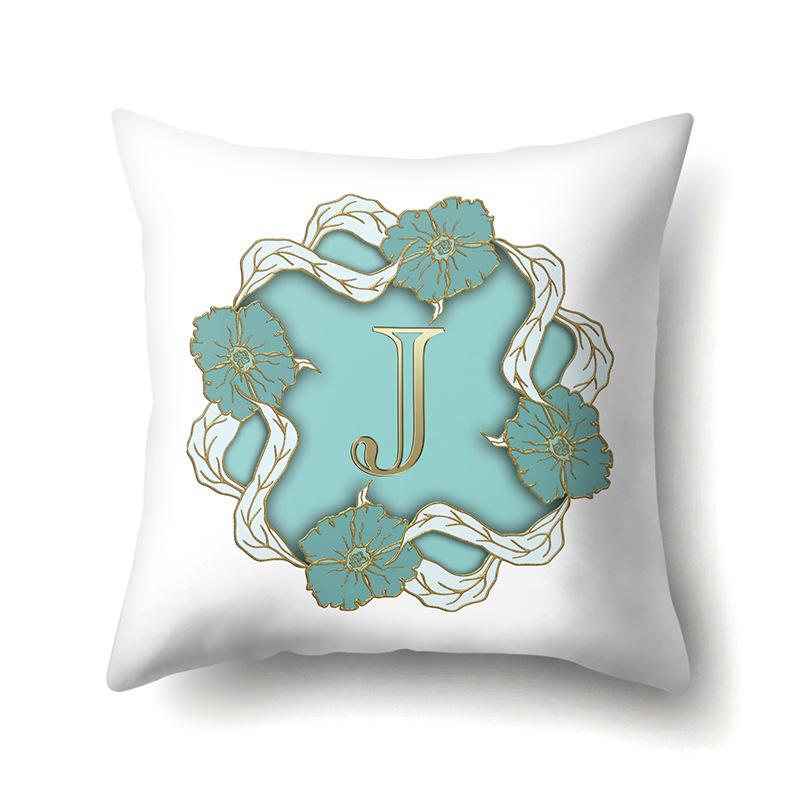 Polyester Pillowcase Home Decoration Gold Printed Pillowcase 26 English Letters Bedside Cushion Cover