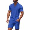 Men's Summer New Waffle Collar Polo Short-sleeved Suit