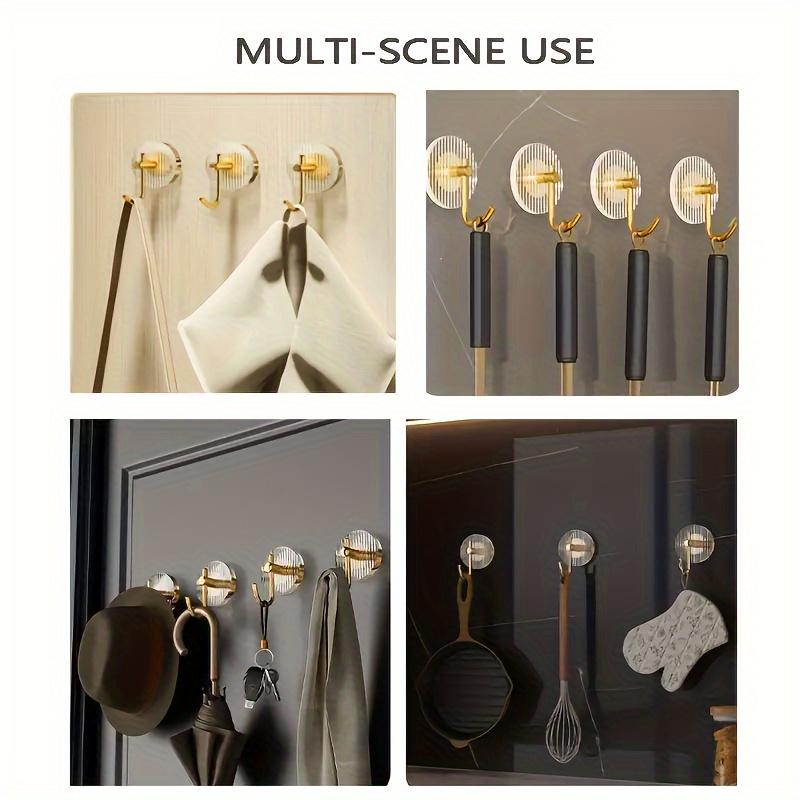4pcs Metal Wall Hooks for Towels & Clothes - Versatile Bathroom Storage, Bedroom Wardrobe Organizer, Dorm Adhesive Holde