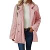 Women S Plush Double Breasted Mid Length Coat Notched Lapel Casual Warm Outerwear
