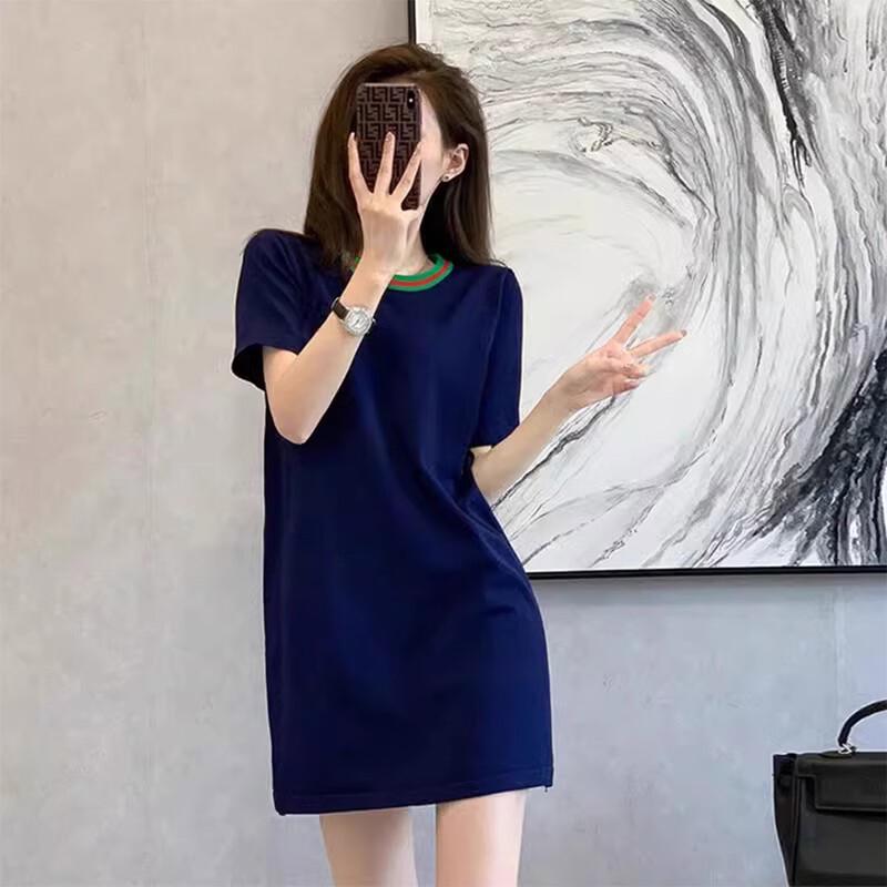 

JK&JS Elegant Short-Sleeve Knit Color-Block Dress L