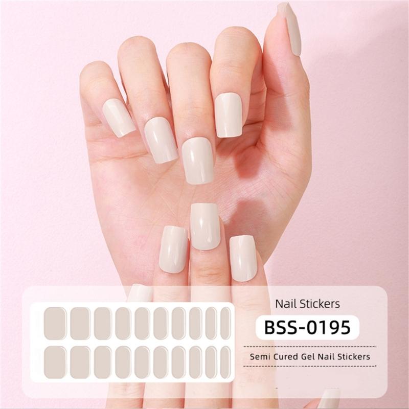 Semi Cured Gel Nail Strips Patches Sliders UV/LED Lamp Cured Adhesive Long Lasting Full Cover Gel Nail Stcikers Manicure