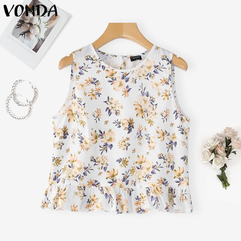 

VONDA Летний женский жилет без рукавов плиссированные повседневные майки 5XL оранжевый