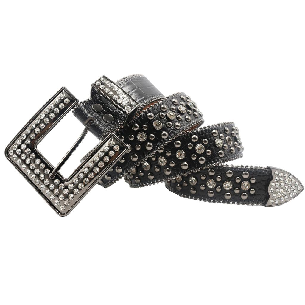 Rivet Belt New Full-diamond Belt for Men and Women Jeans Belt Pin Buckle Fashionable Rhinestone Belt Skirt Strap