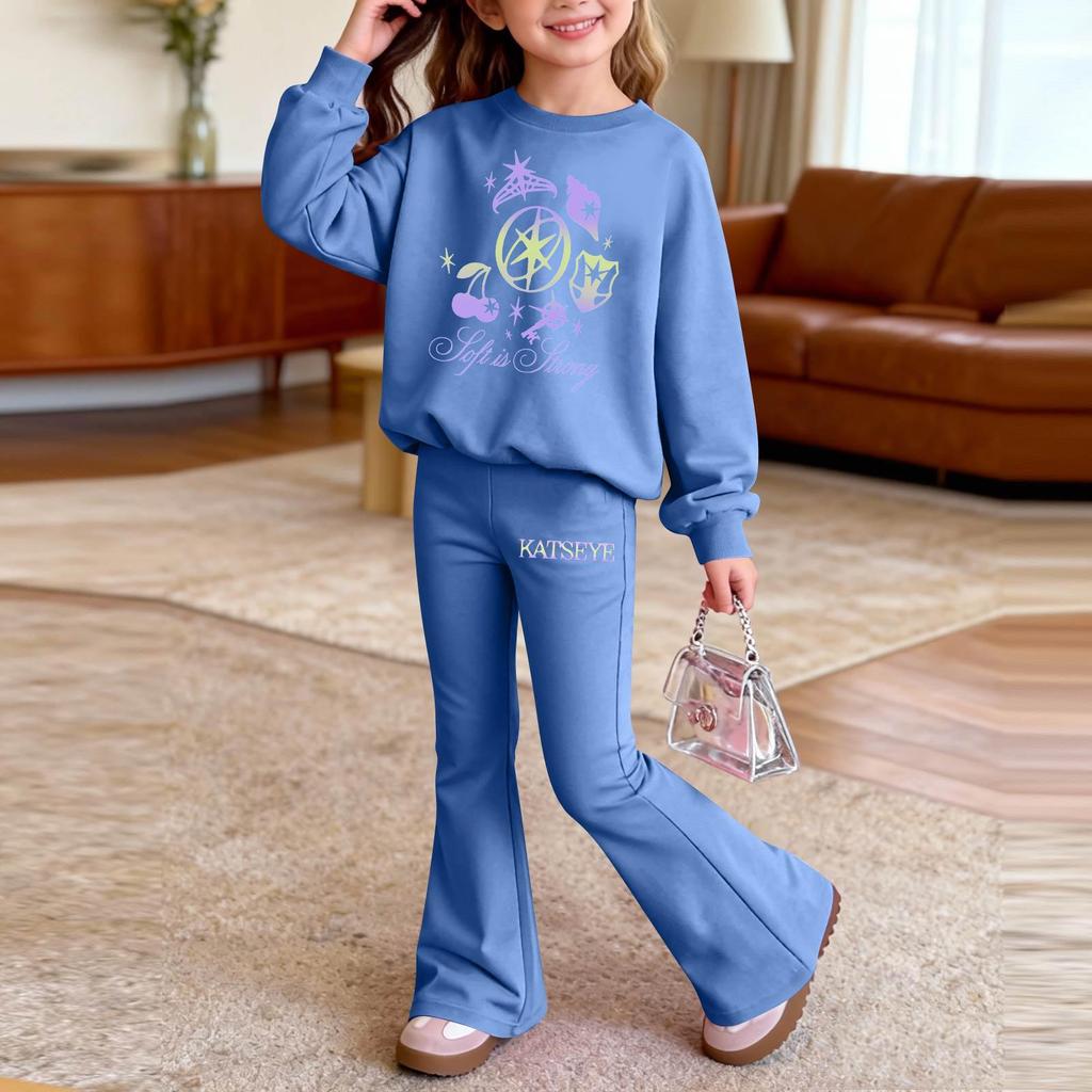 Infant Newborn Baby Girls Boys Loose Print T-shirt+Pants Print Outfits Set