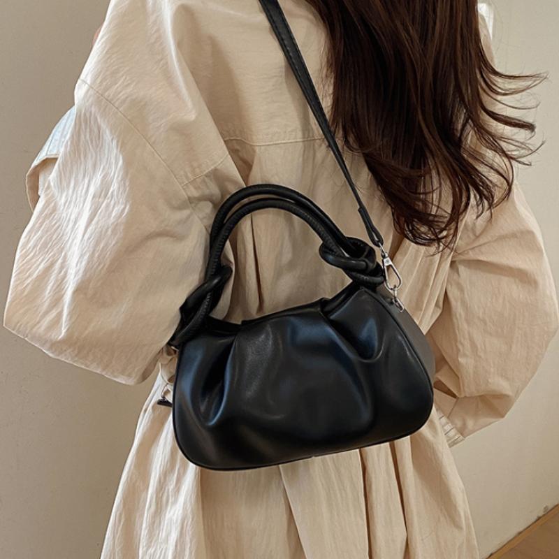 Borsa a Mano Stile Francese Nuvolata con Manico Nodo Borsa a Spalla Mini Pieghettata Chic Borsa a Tracolla Versatile Borsa Quotidiana da Pendolare per Donna