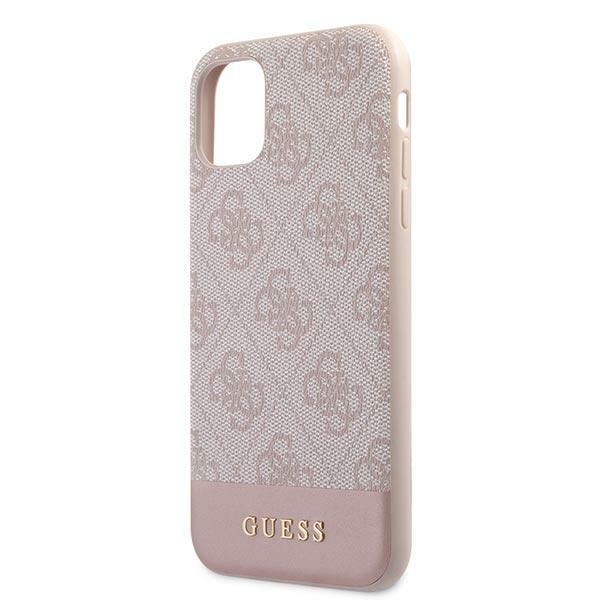 Guess Guhcn61G4Glpi iPhone 11 / Xr 6,1 Różowy/Pink Twarde Etui Kolekcja Pasków 4G