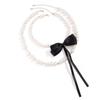 IngeSight.Z 2pcs/set Elegant Imitation Pearl Beaded Necklace for Women Gothic Black Large Bow Choker Necklace Party Gift