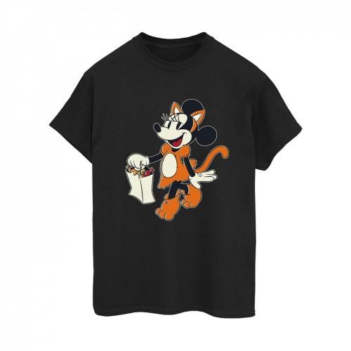Mickey mouse Женская/дамская футболка бойфренда с изображением кошки и Минни Маус из хлопка