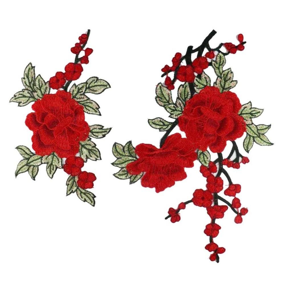 

2Pcs/Set New Flower Embroidery Patch Multi-Color Sewing Accessories Applique Patch DIY Embroidery Applique Clothes Decoration красный