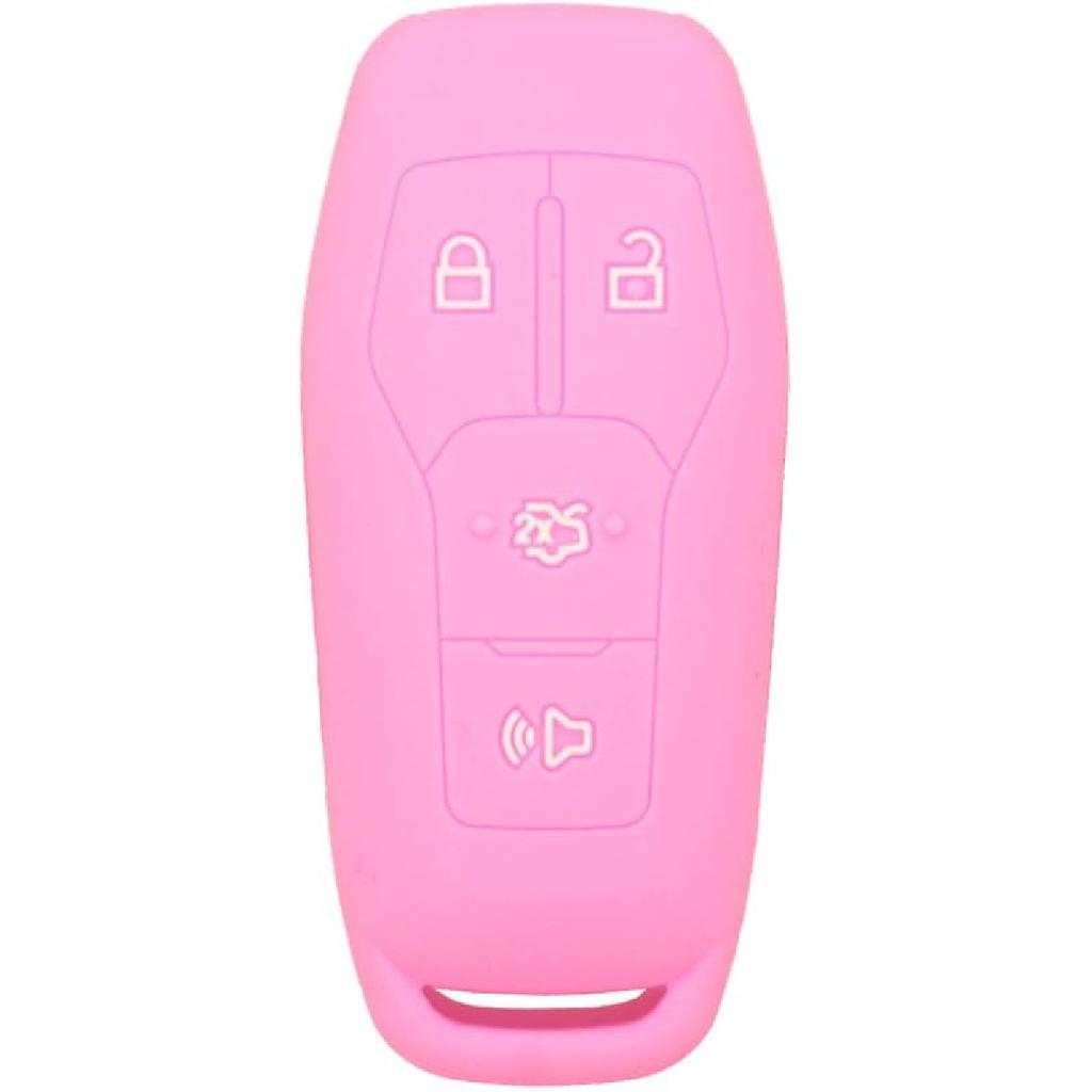SEGADEN Silicone Cover Protector Case Holder Skin Jacket Compatible with Ford Mustang Fusion Explorer F-150 Edge 4 Button Smart Remote Key Fob CV2716