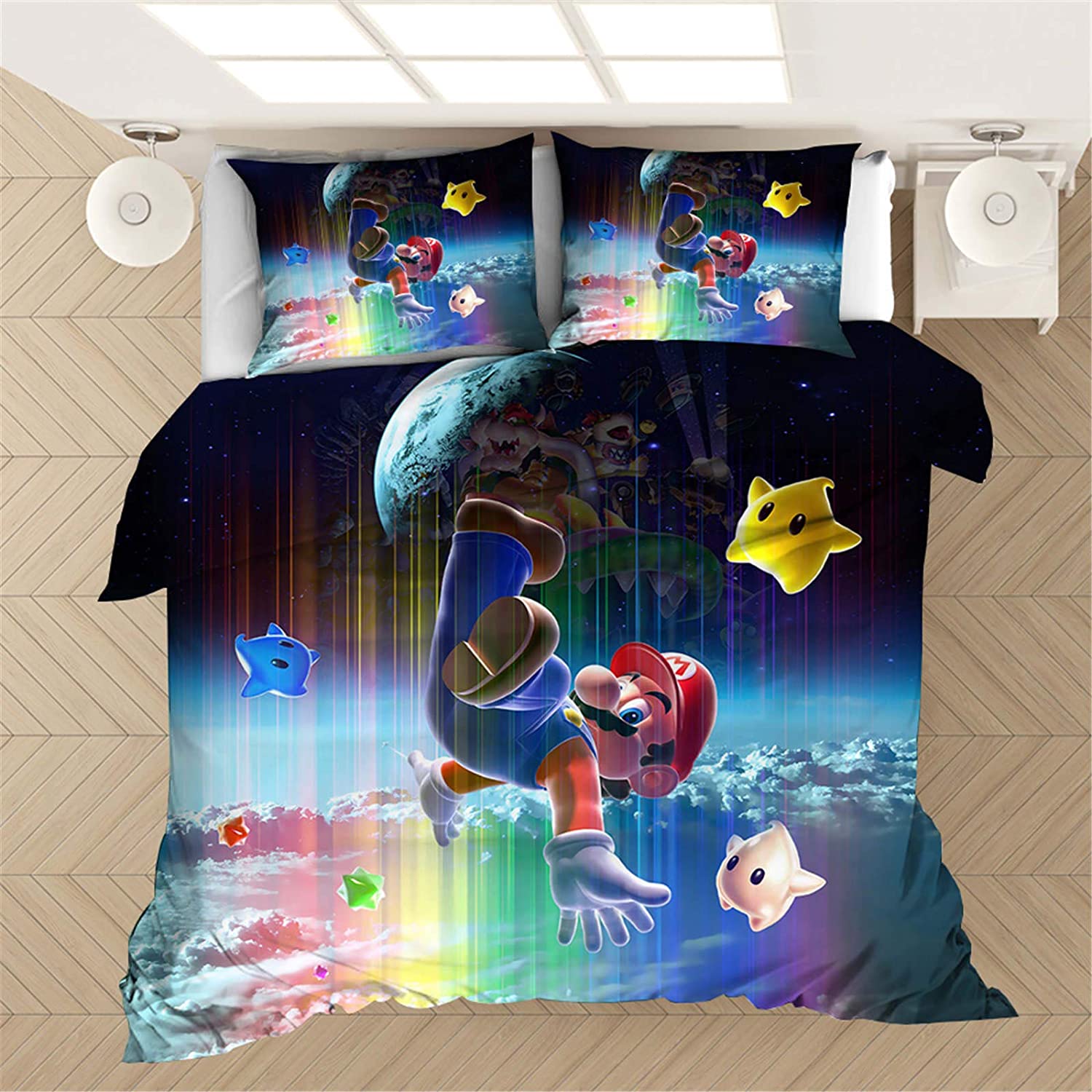 

Mario Duvet Cover Set Comforter Bedding 3d Children S Bedding Set 3-Piece 1 Quilt Cover King Size 173X233CM