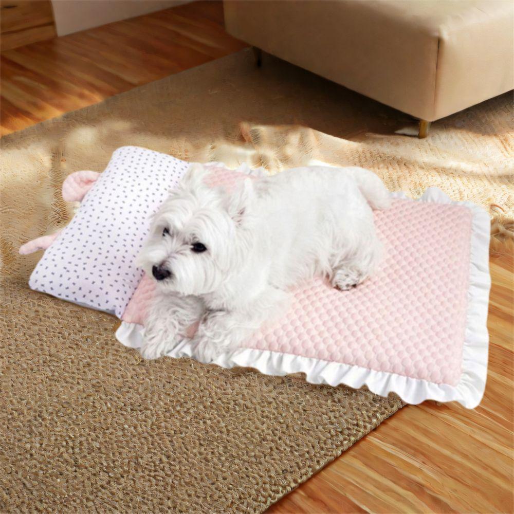 Niedliche Ohren Waschbare Haustierkühlmatte Eisseide Stoff Abnehmbares Hundebett Hautfreundlich Atmungsaktiv Hundebett Hitzschlagprävention