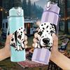 1PC Dalmatian Dog Portrait Graphic,750ml Color Plastic Sports Water Bottle,Leakproof Flip Straw Lid,Suitable for Sports Office Home Use