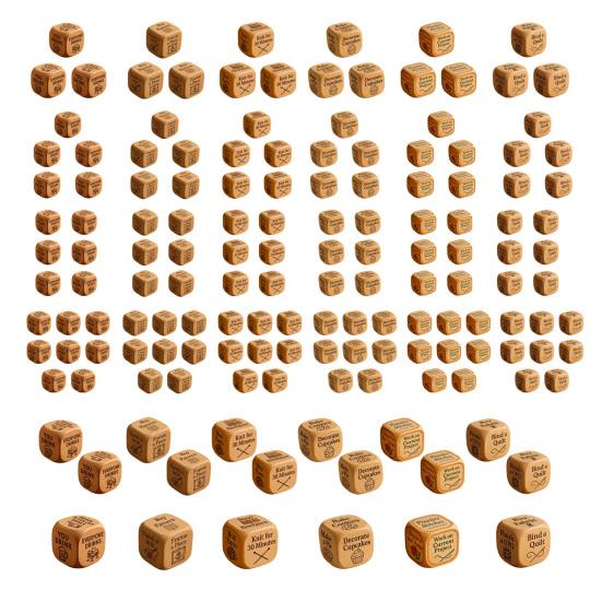 1/2/3/5/6/8Pcs Wooden Quilter Dice with 6 Engraved Quilting Tasks Solid Wood Quilting Embroidery Knitting Projects Baking Drinking Decision Dice Tools