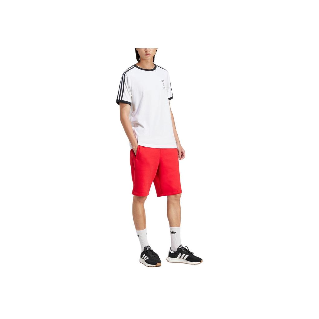 Adidas Originals X Mickey Mouse SS24 Embroidered Logo Striped Slim Fit T-Shirt Men Tops White IY2270