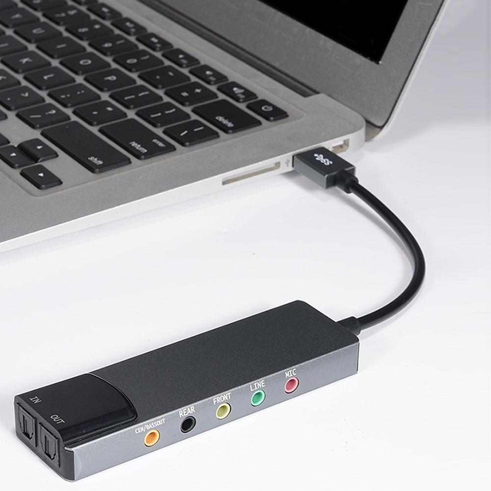 USB Sound Card Aluminium Alloy External Audio Card AC-3 DTS Headphone Adapter Soundcard 7.1 5.1 Channel Optical for PC Computer