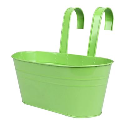 Çıkarılabilir Çift Kancalı Eliptik Saksı Balkon Korkuluğu Çit Çift Amaçlı Asılı Metal Saksı Kovası